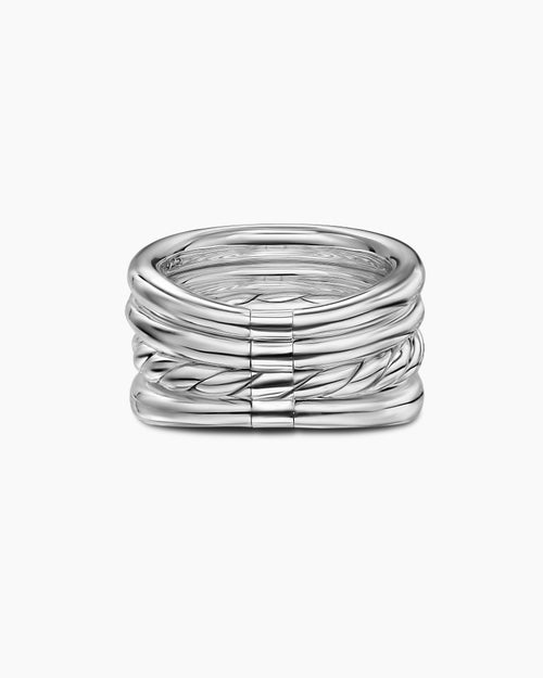 Womens DY Mercer® Four Row Ring in Sterling Silver with Diamonds, 13.8mm