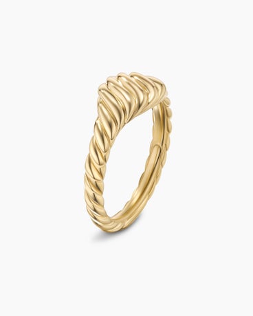 Sculpted Cable Micro Pinky Ring in 18K Yellow Gold, 7mm