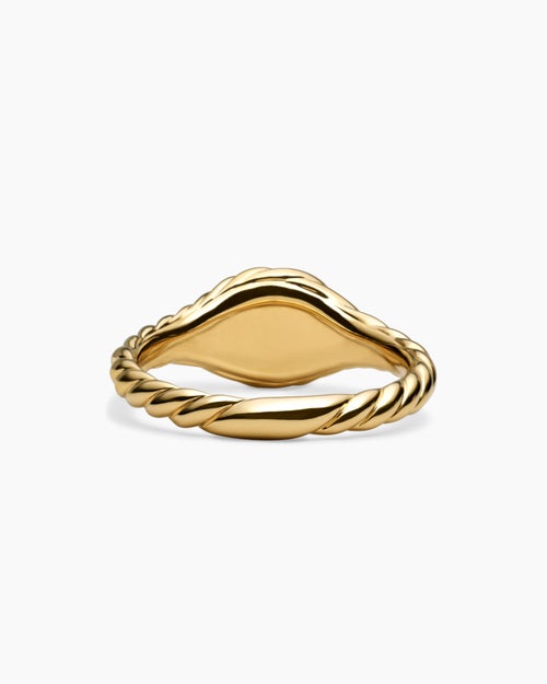 Womens Sculpted Cable Micro Pinky Ring in 18ct Yellow Gold, 7mm