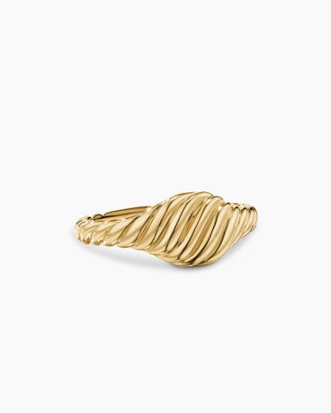 Sculpted Cable Micro Pinky Ring in 18K Yellow Gold, 7mm