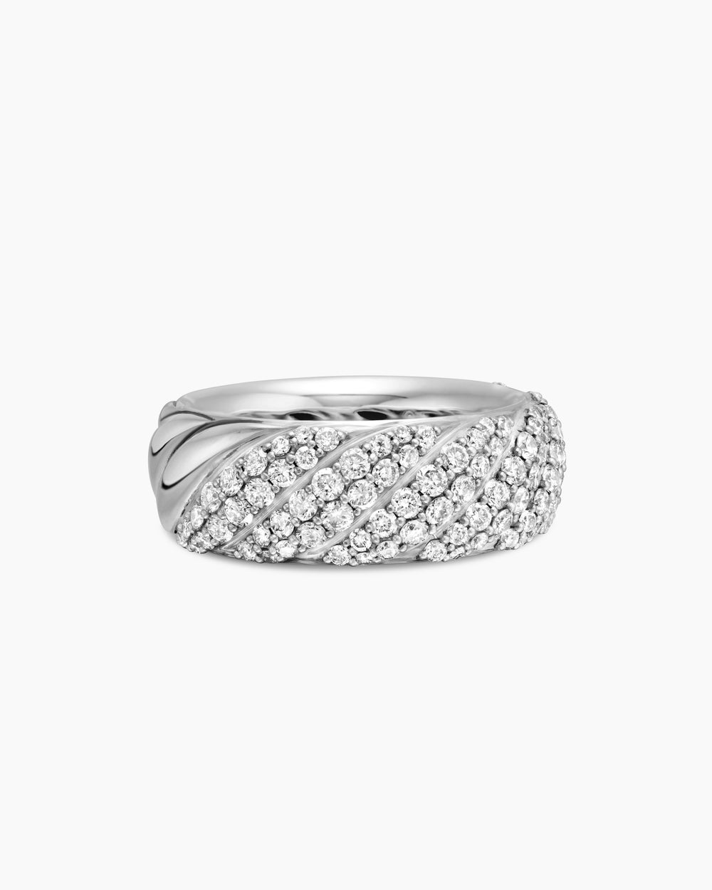 Anneau Sculpted Cable en argent sterling avec diamants, 7,5 mm pour femmes