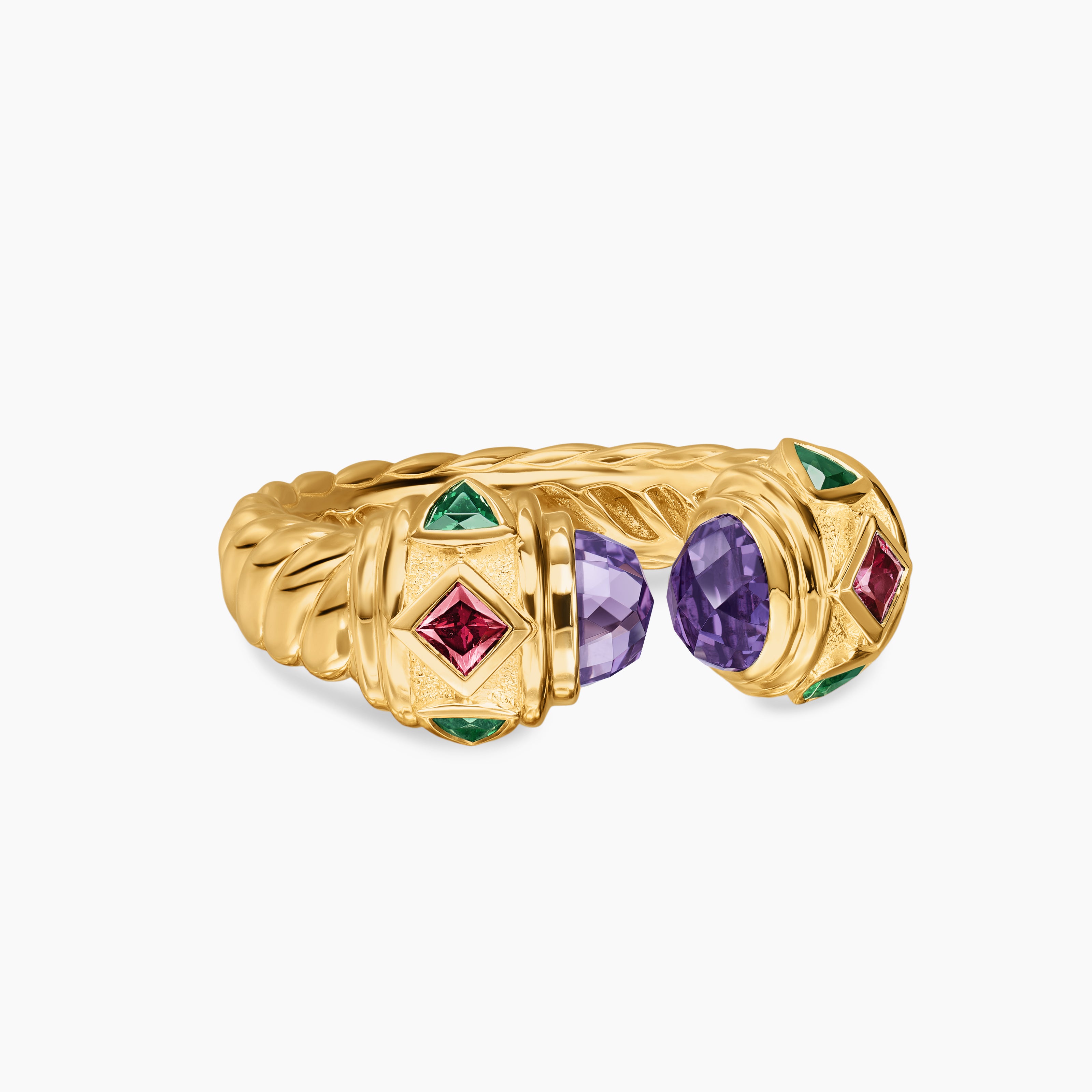 Womens Renaissance&reg; Color Ring in 18K Yellow Gold with Amethyst, Pink Tourmaline and Tsavorites, 10mm