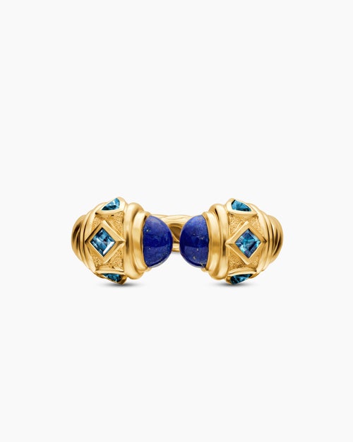 Womens Renaissance® Color Ring in 18K Yellow Gold with Lapis and Hampton Blue Topaz, 10mm