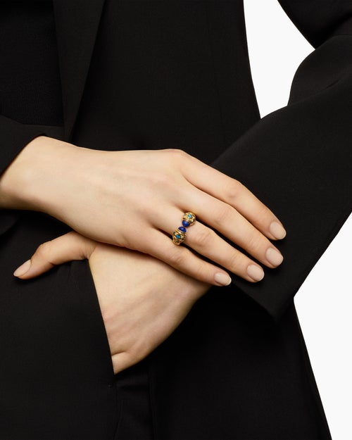 Womens Renaissance® Color Ring in 18K Yellow Gold with Lapis and Hampton Blue Topaz, 10mm
