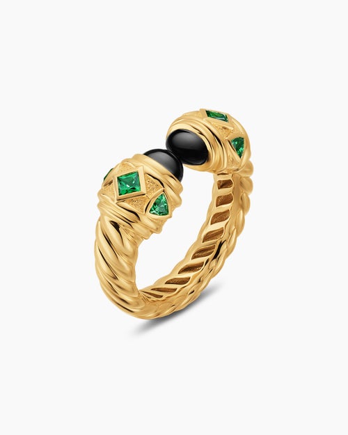 Womens Renaissance Color Ring in 18K Yellow Gold, 10mm