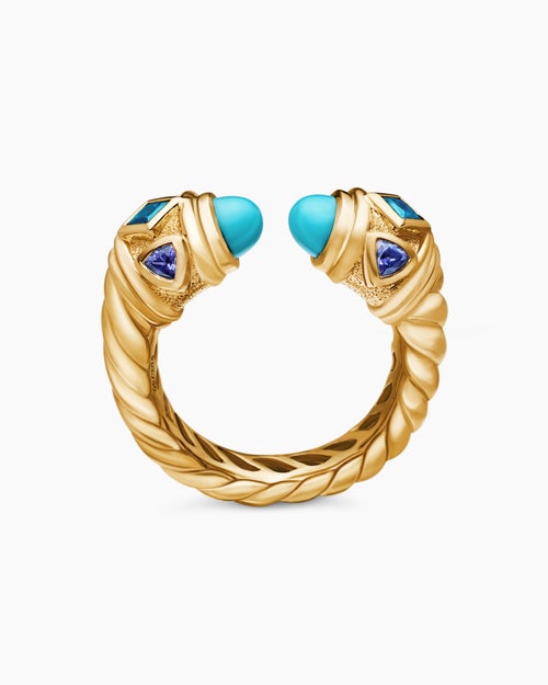 Womens Renaissance® Color Ring in 18K Yellow Gold with Turquoise, Hampton Blue Topaz and Iolite, 10mm