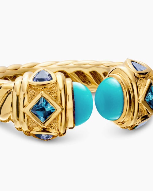 Womens Renaissance® Color Ring in 18K Yellow Gold with Turquoise, Hampton Blue Topaz and Iolite, 10mm