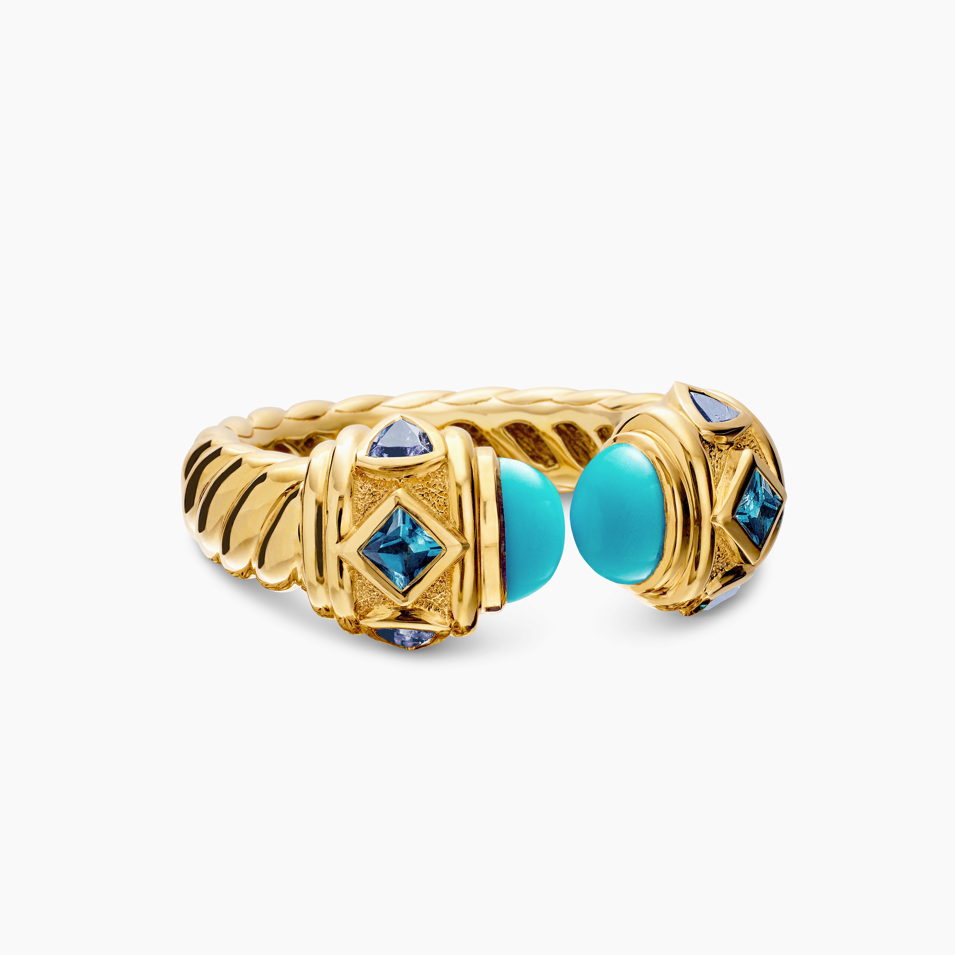 Womens Renaissance Color Ring in 18K Yellow Gold, 10mm