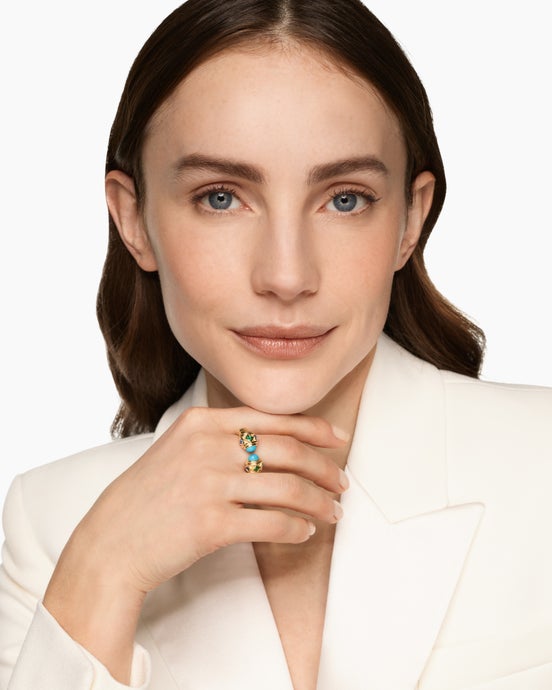 Renaissance® Colour Ring in 18K Yellow Gold with Turquoise, Tsavorite and Tanzanite, 10mm