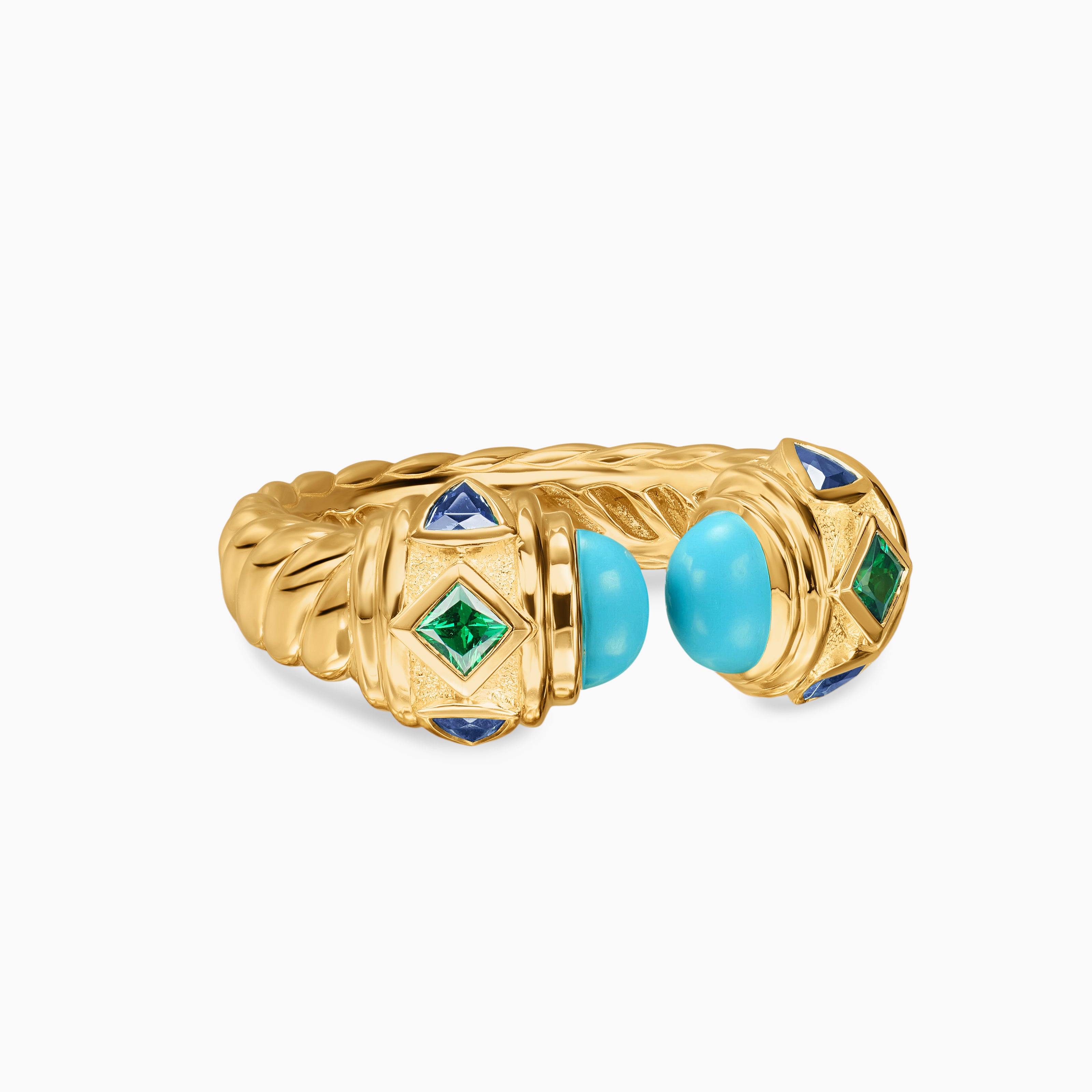 Womens Renaissance Color Ring in 18K Yellow Gold, 10mm