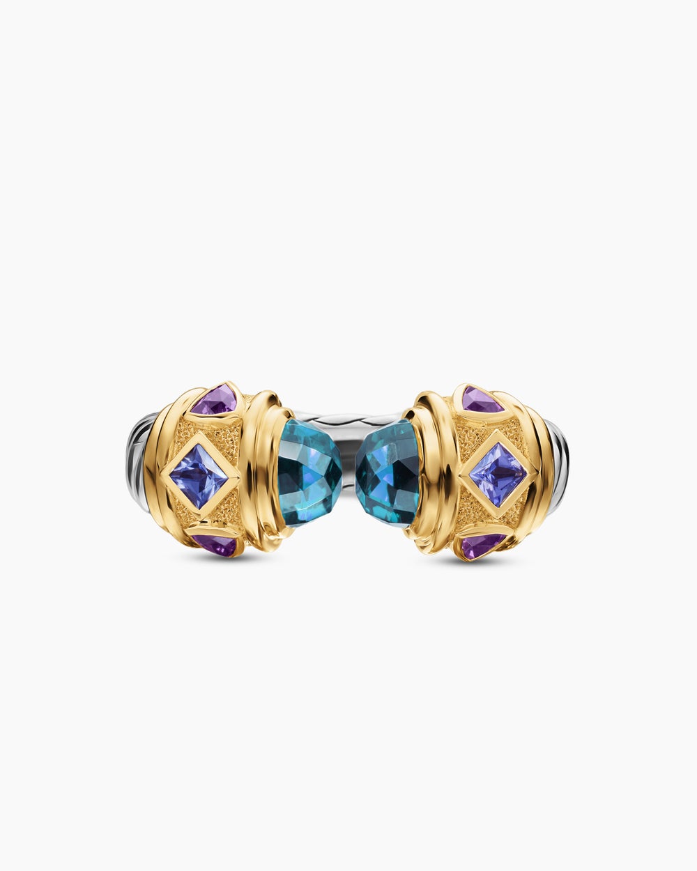 Womens Renaissance Colour Ring in Sterling Silver with 14ct Yellow Gold, 10mm