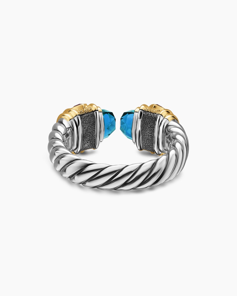 Womens Renaissance Colour Ring in Sterling Silver with 14ct Yellow Gold, 10mm
