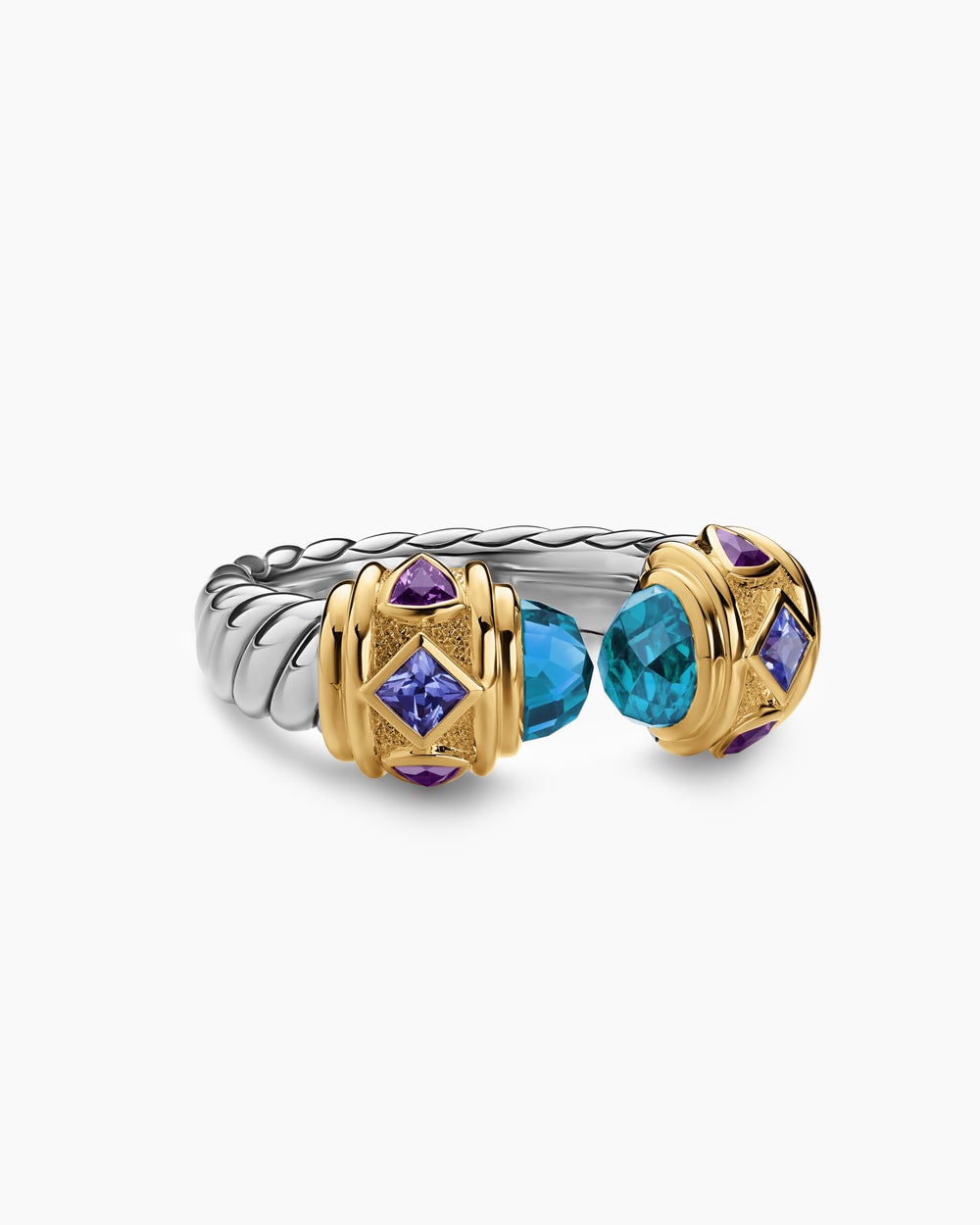 Womens Renaissance Colour Ring in Sterling Silver with 14ct Yellow Gold, 10mm