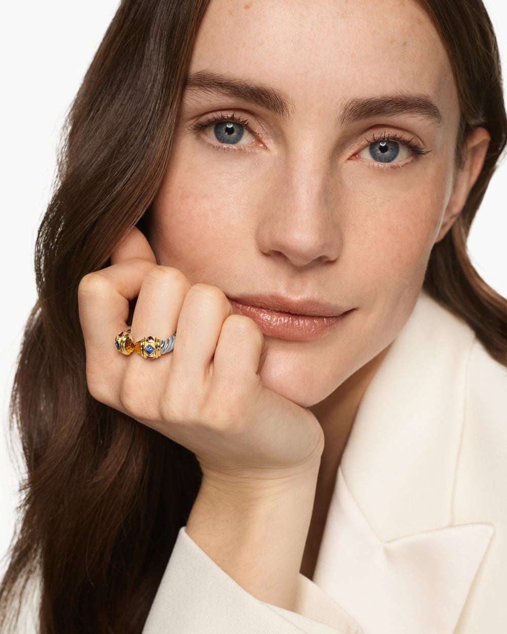 Womens Renaissance Colour Ring in Sterling Silver with 14ct Yellow Gold, 10mm