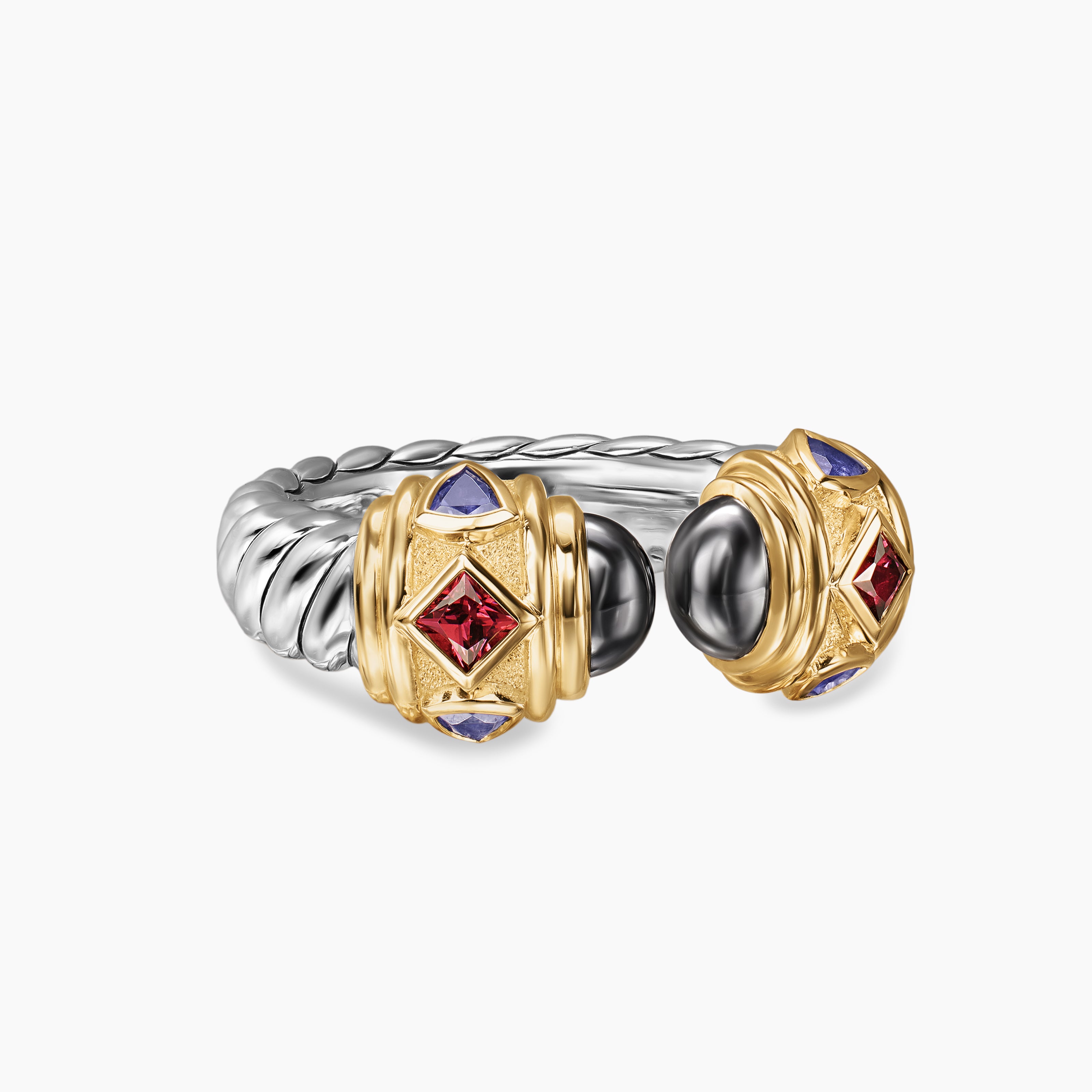 Womens Renaissance Color Ring in Sterling Silver with 14K Yellow Gold, 10mm