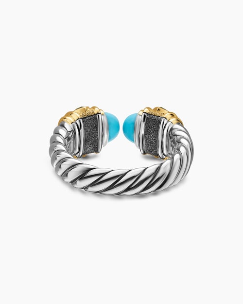 Womens Renaissance® Color Ring in Sterling Silver with 14K Yellow Gold, Turquoise, Madeira Citrine and Tsavorites, 10mm