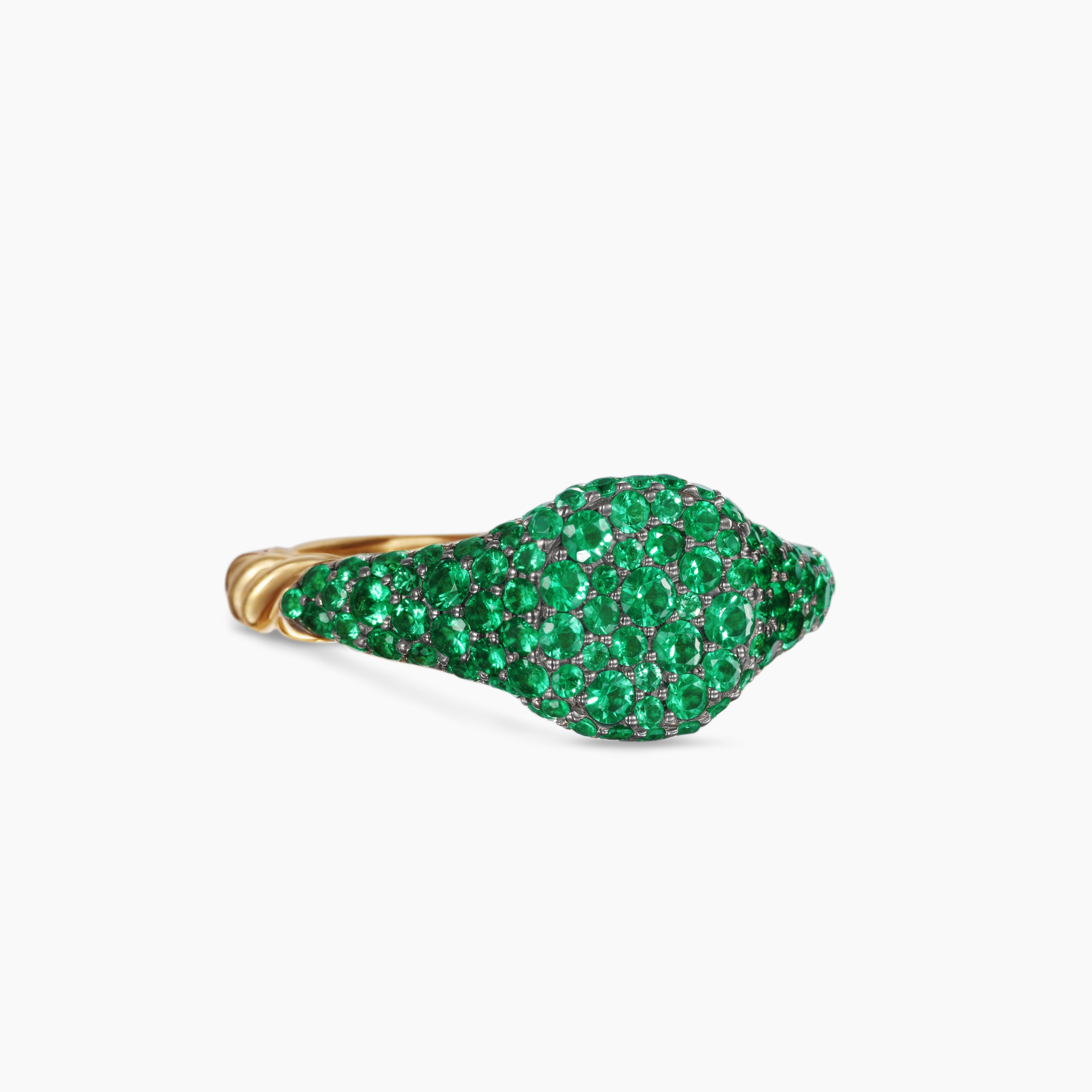 Womens Petite Pav&eacute; Pinky Ring in 18K Yellow Gold, 7mm