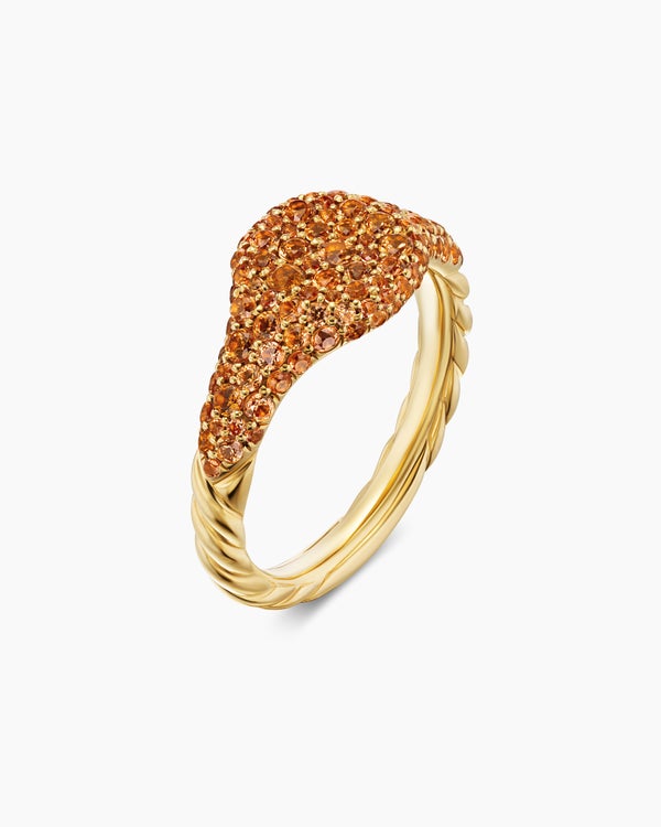 Petite Pavé Pinky Ring in 18K Yellow Gold, 7mm