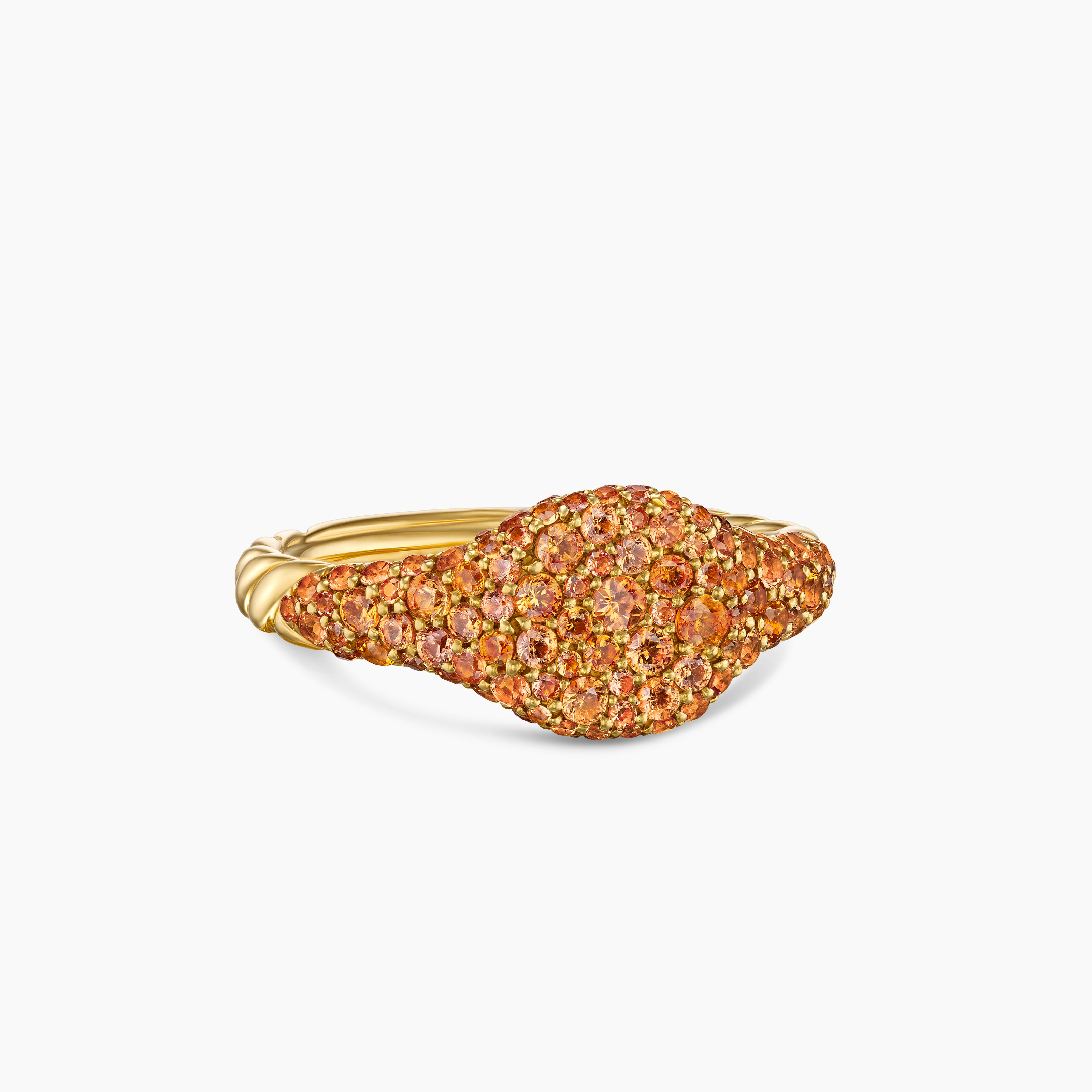 Womens Petite Pav&eacute; Pinky Ring in 18K Yellow Gold, 7mm