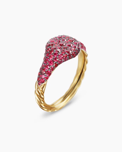 Womens Petite Pavé Pinky Ring in 18K Yellow Gold, 7mm