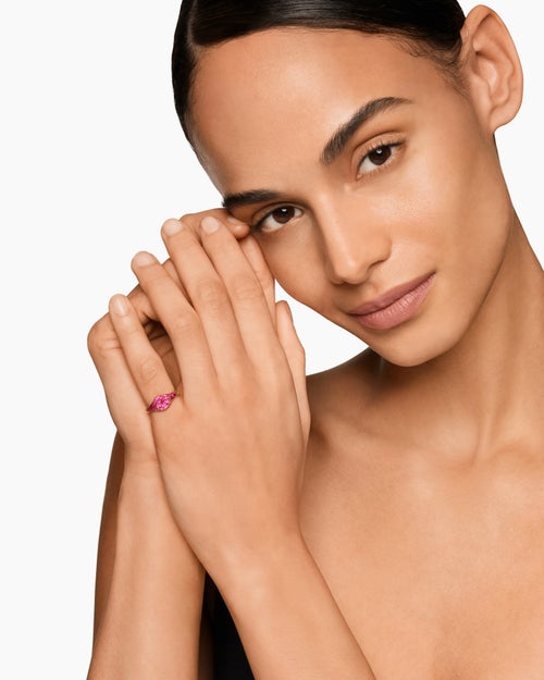 Womens Petite Pavé Pinky Ring in 18K Yellow Gold, 7mm