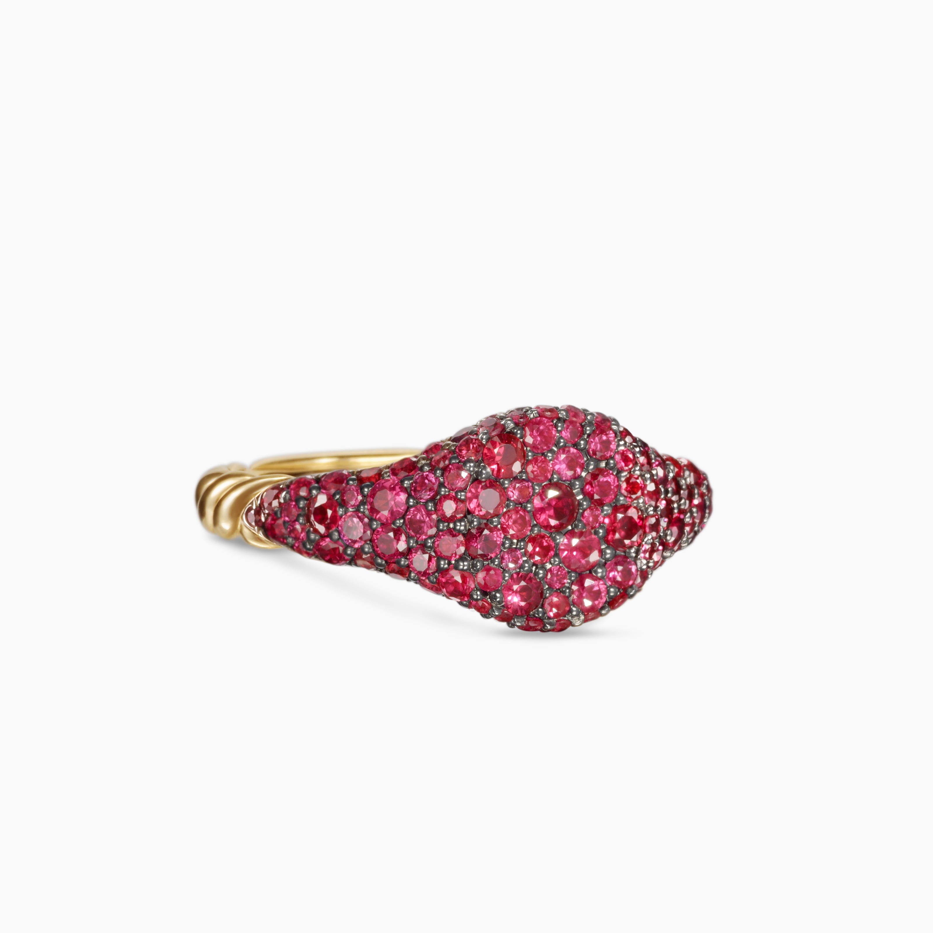 Womens Petite Pav&eacute; Pinky Ring in 18K Yellow Gold, 7mm