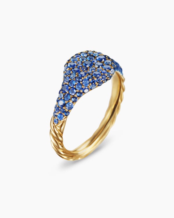 Petite Pavé Pinky Ring in 18K Yellow Gold, 7mm