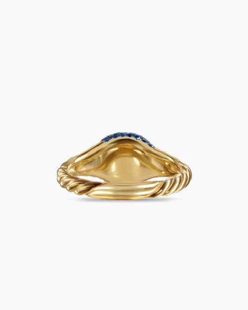 Womens Petite Pavé Pinky Ring in 18K Yellow Gold with Sapphires, 7mm