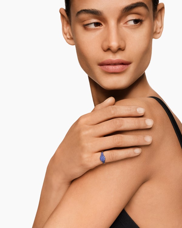 Petite Pavé Pinky Ring in 18K Yellow Gold, 7mm