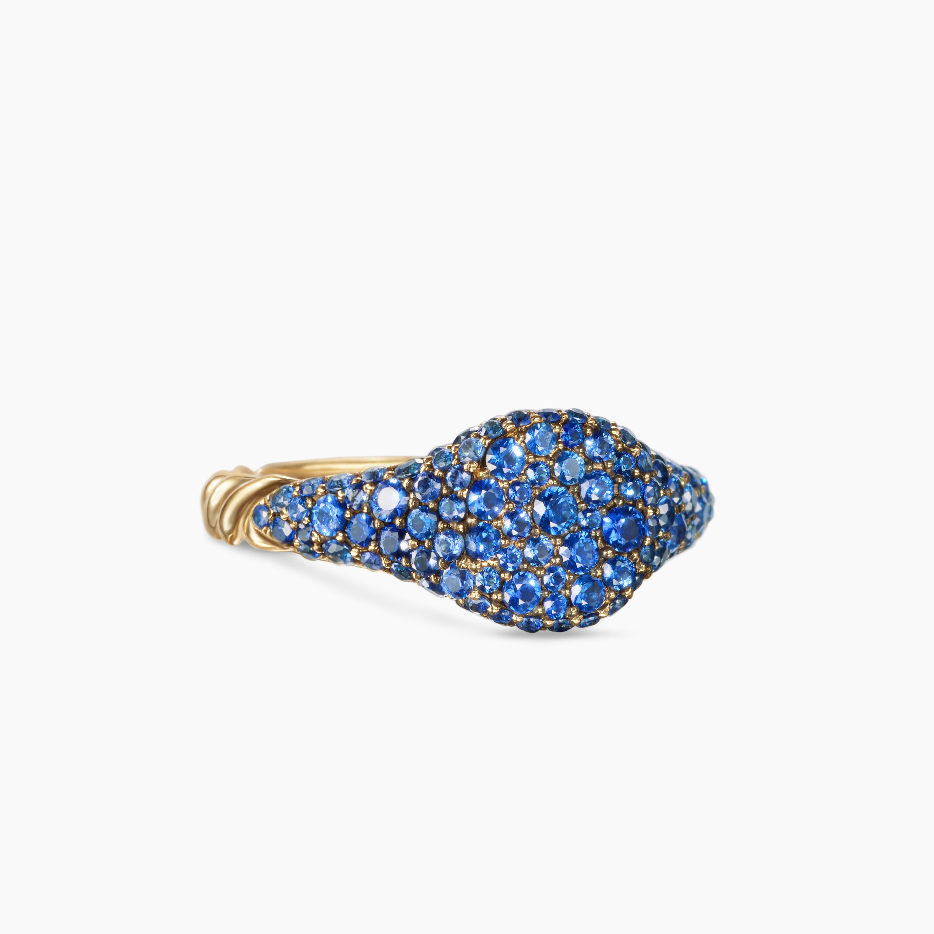 Womens Petite Pav&eacute; Pinky Ring in 18K Yellow Gold, 7mm