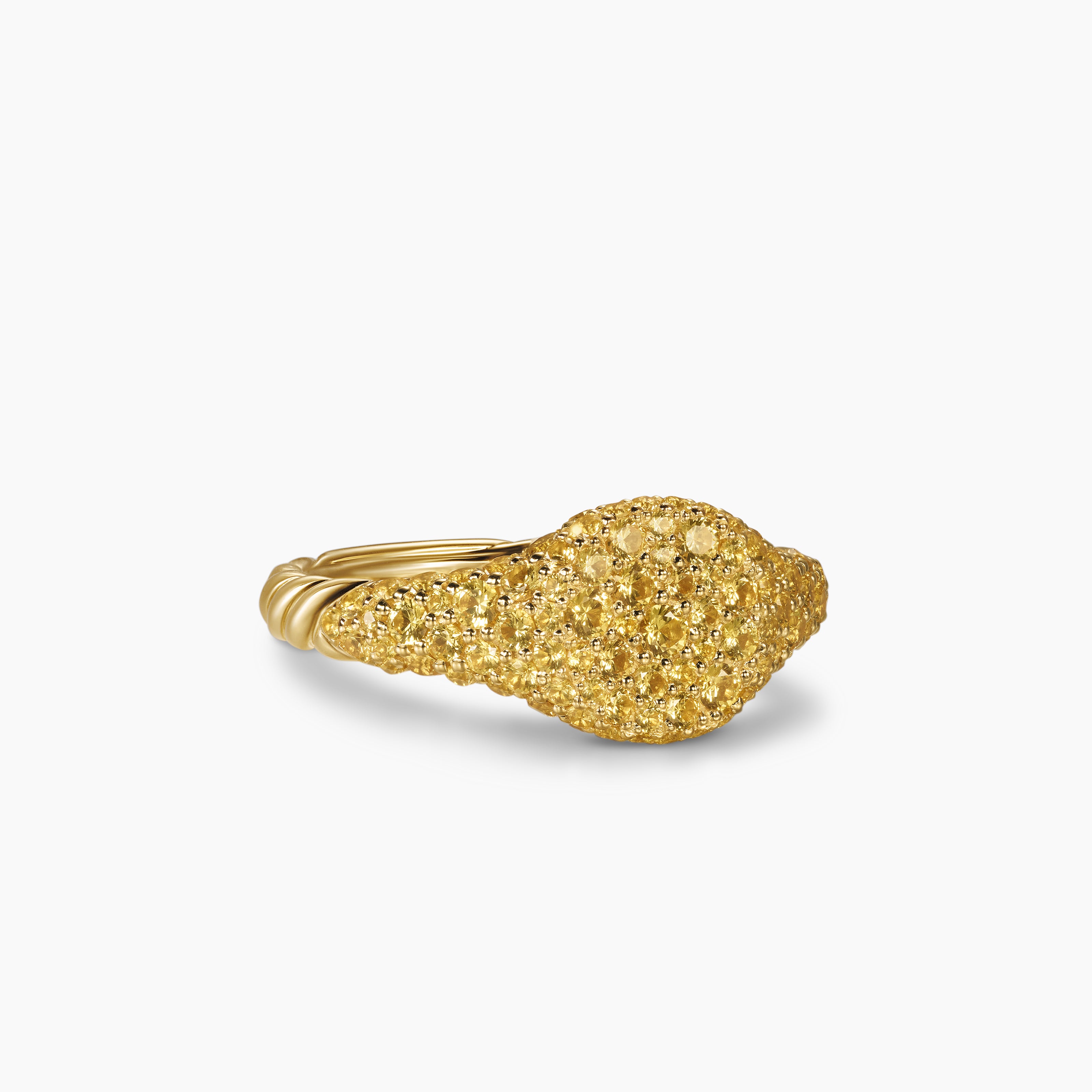 Womens Petite Pav&eacute; Pinky Ring in 18K Yellow Gold, 7mm