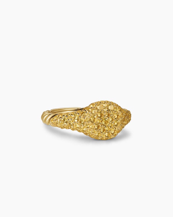 Petite Pavé Pinky Ring in 18K Yellow Gold, 7mm