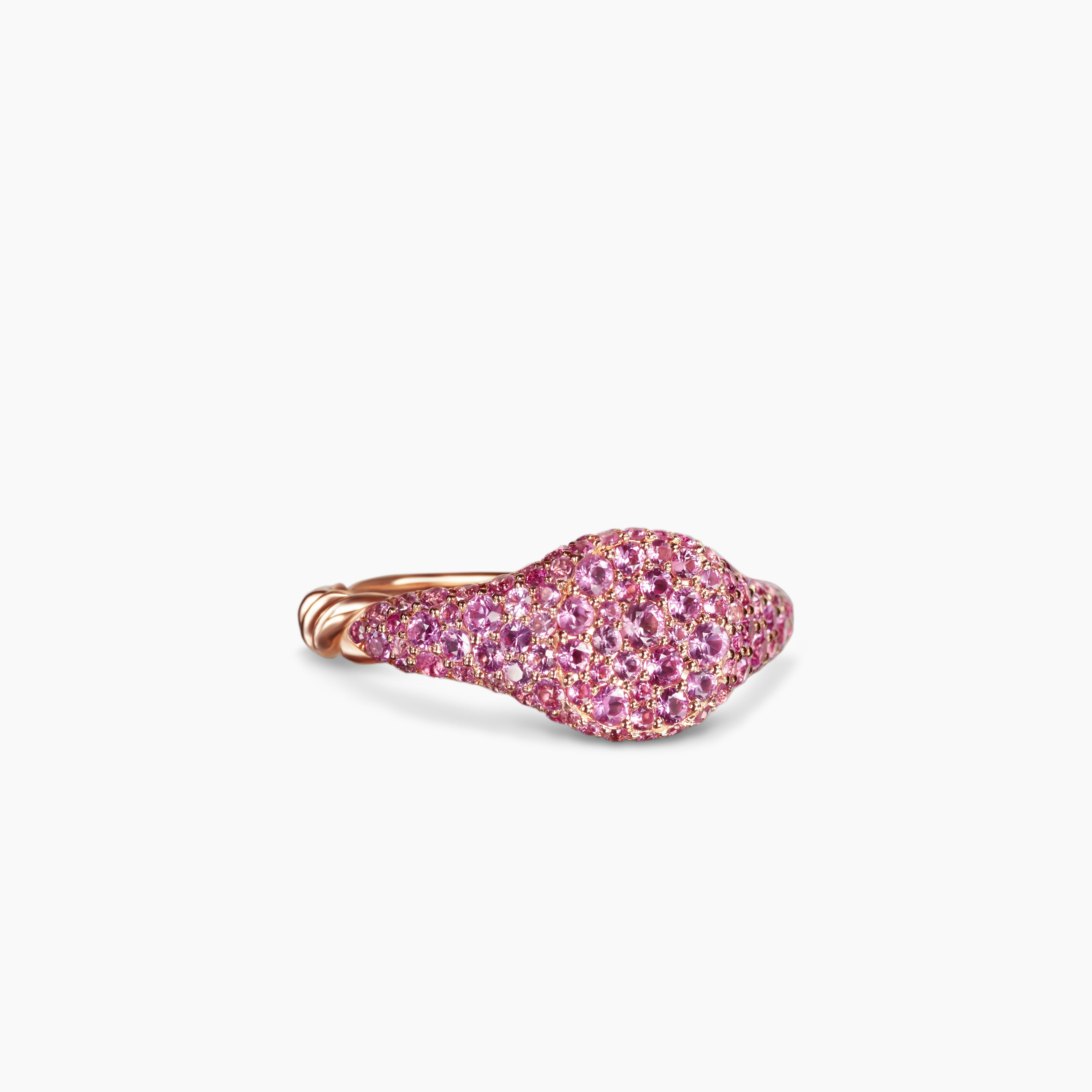 Womens Petite Pav&eacute; Pinky Ring in 18K Rose Gold, 7mm