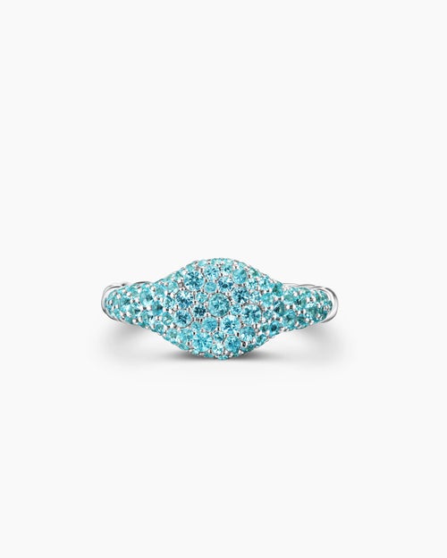 Womens Petite Pavé Pinky Ring in 18K White Gold, 7mm