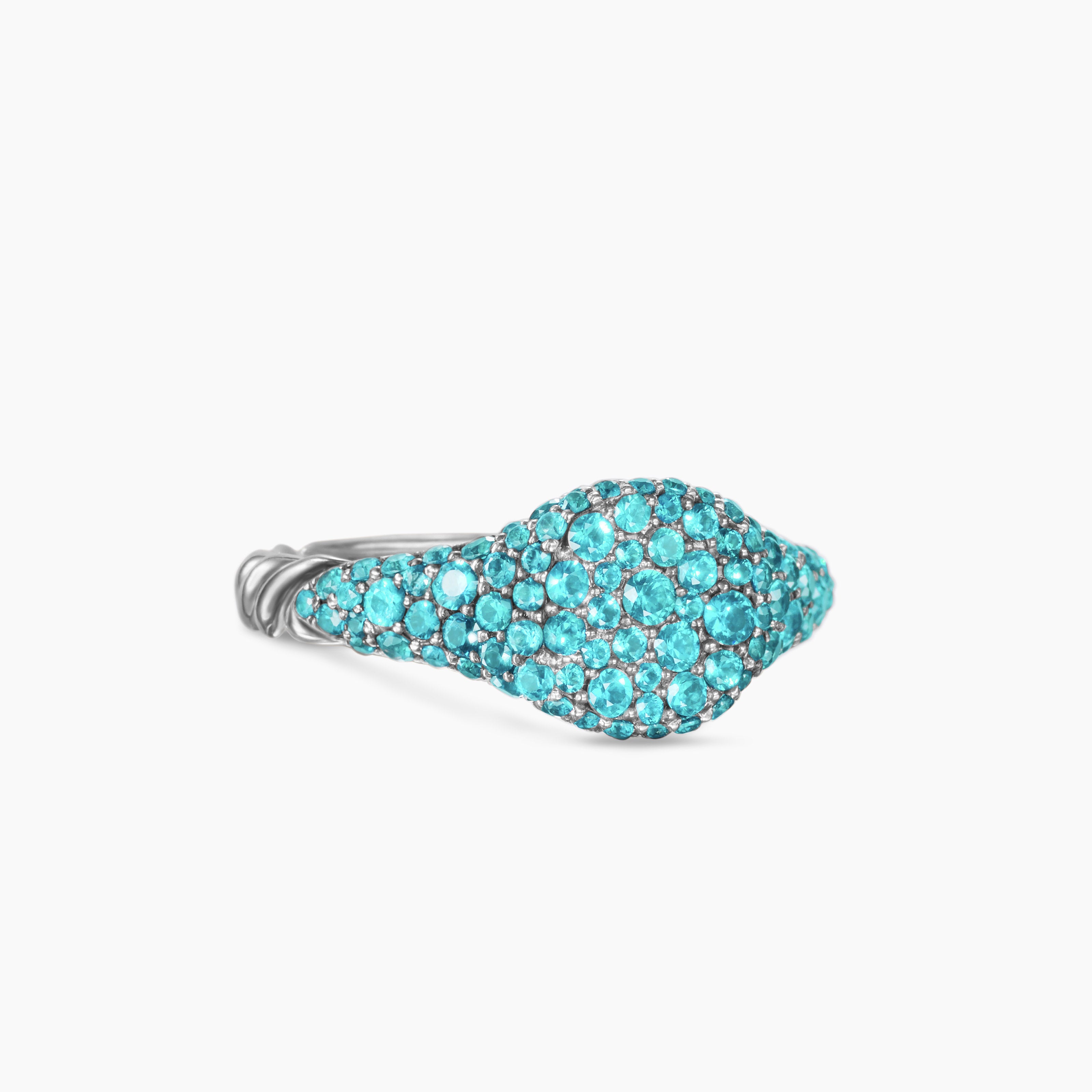 Womens Petite Pav&eacute; Pinky Ring in 18K White Gold, 7mm