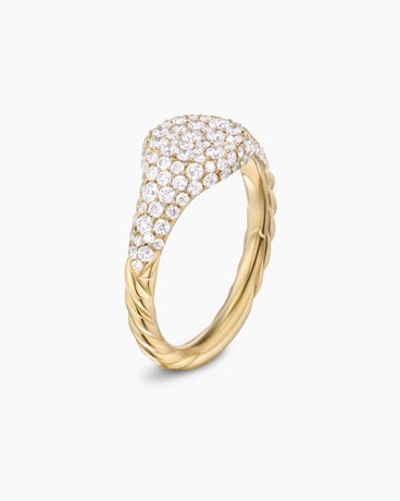 Petite Pavé Pinky Ring in 18K Yellow Gold with Diamonds, 7mm