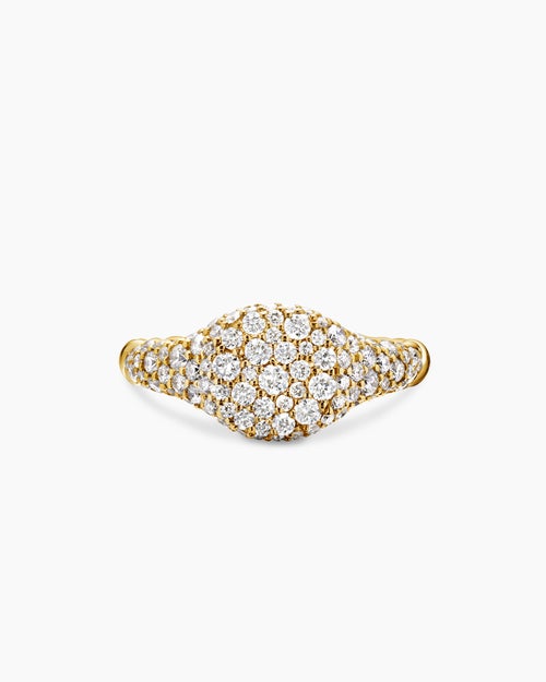 Womens Petite Pavé Pinky Ring in 18K Yellow Gold with Diamonds, 7mm