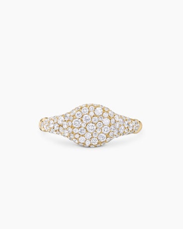 Petite Pavé Pinky Ring in 18K Yellow Gold with Diamonds, 7mm