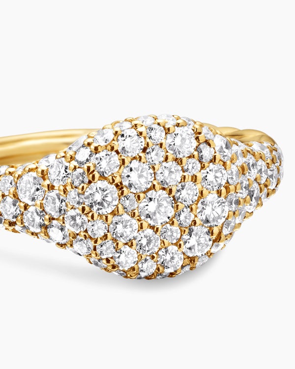 Petite Pavé Pinky Ring in 18K White Gold with Diamonds, 7mm