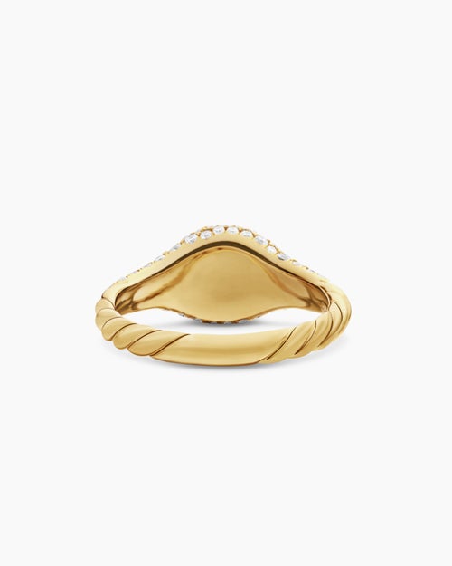 Womens Petite Pavé Pinky Ring in 18K Yellow Gold with Diamonds, 7mm