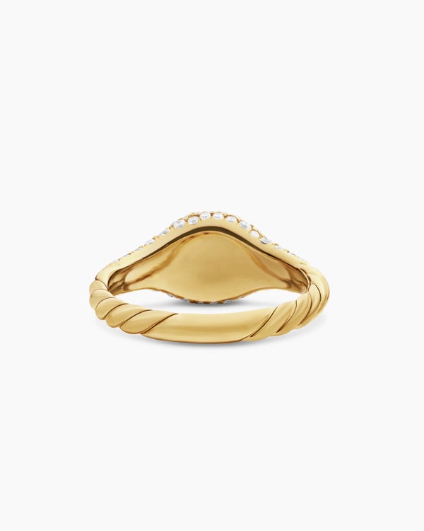 Bague de petite taille pour auriculaire à pavé en or jaune 18 carats, 7 mm