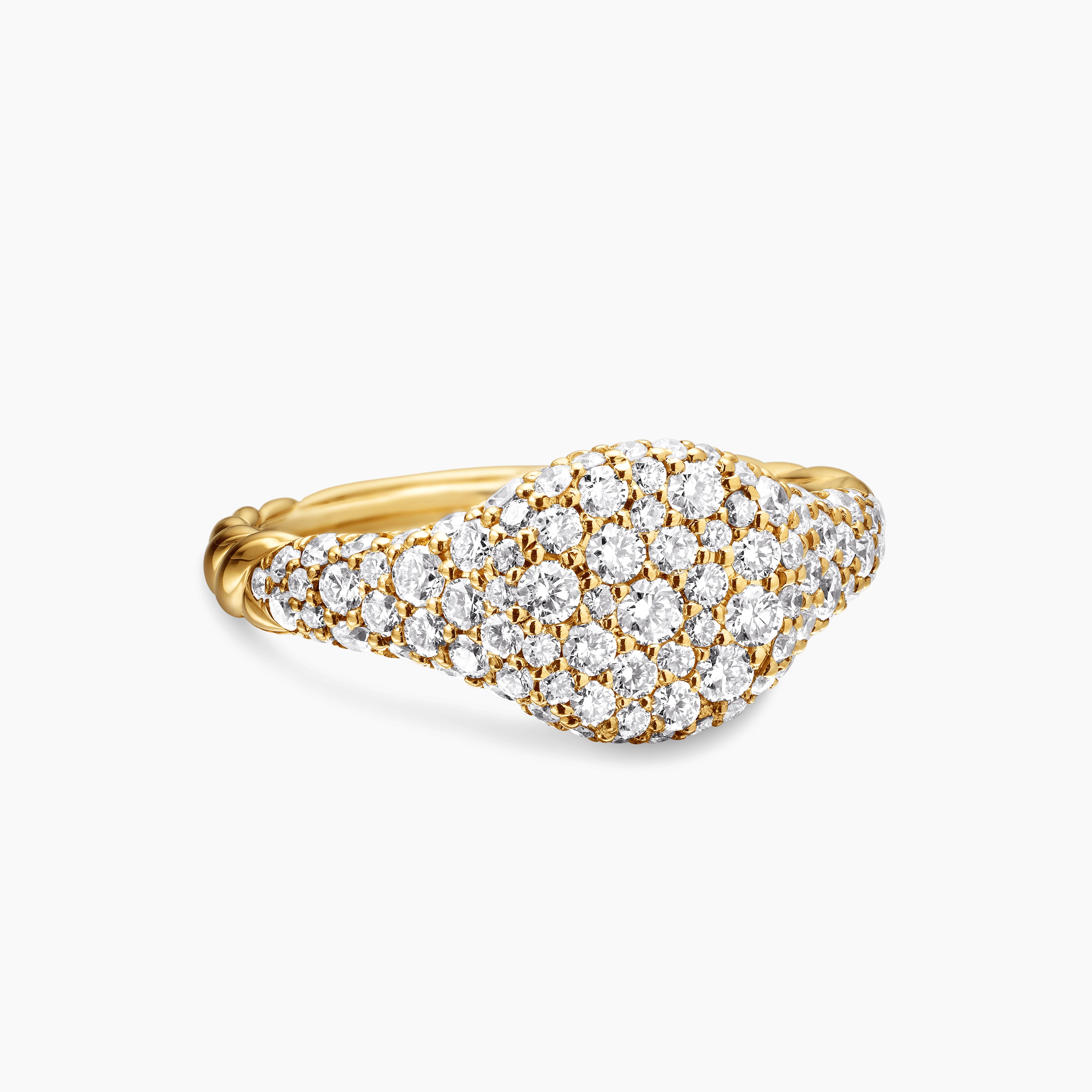 Womens Petite Pav&eacute; Pinky Ring in 18K Yellow Gold, 7mm