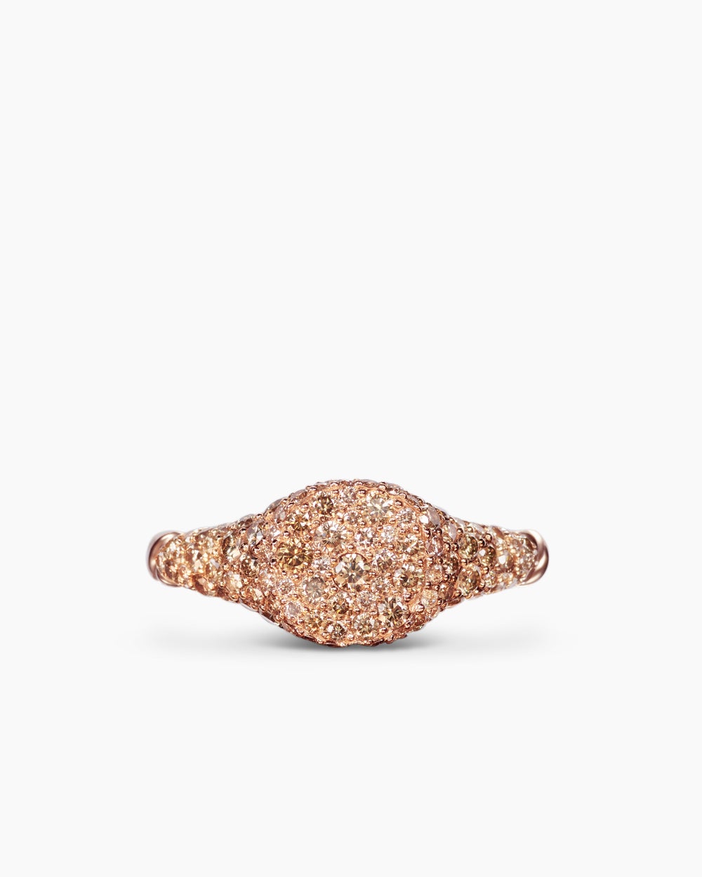 Womens Petite Pavé Pinky Ring in 18K Rose Gold with Cognac Diamonds, 7mm