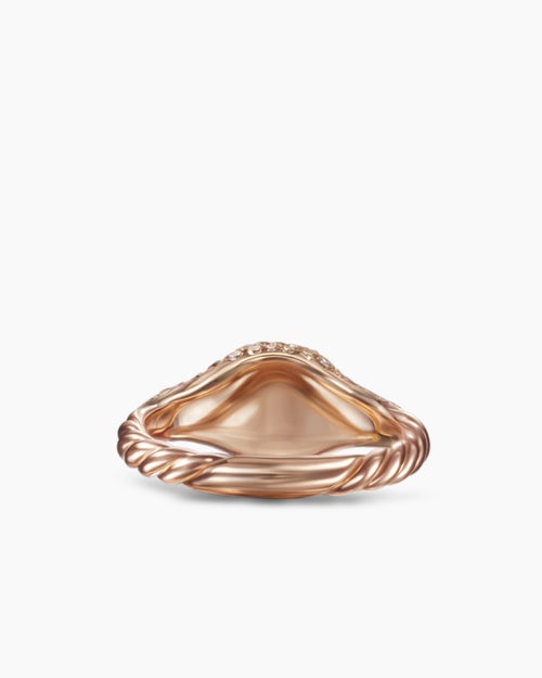 Womens Petite Pavé Pinky Ring in 18K Rose Gold with Diamonds, 7mm