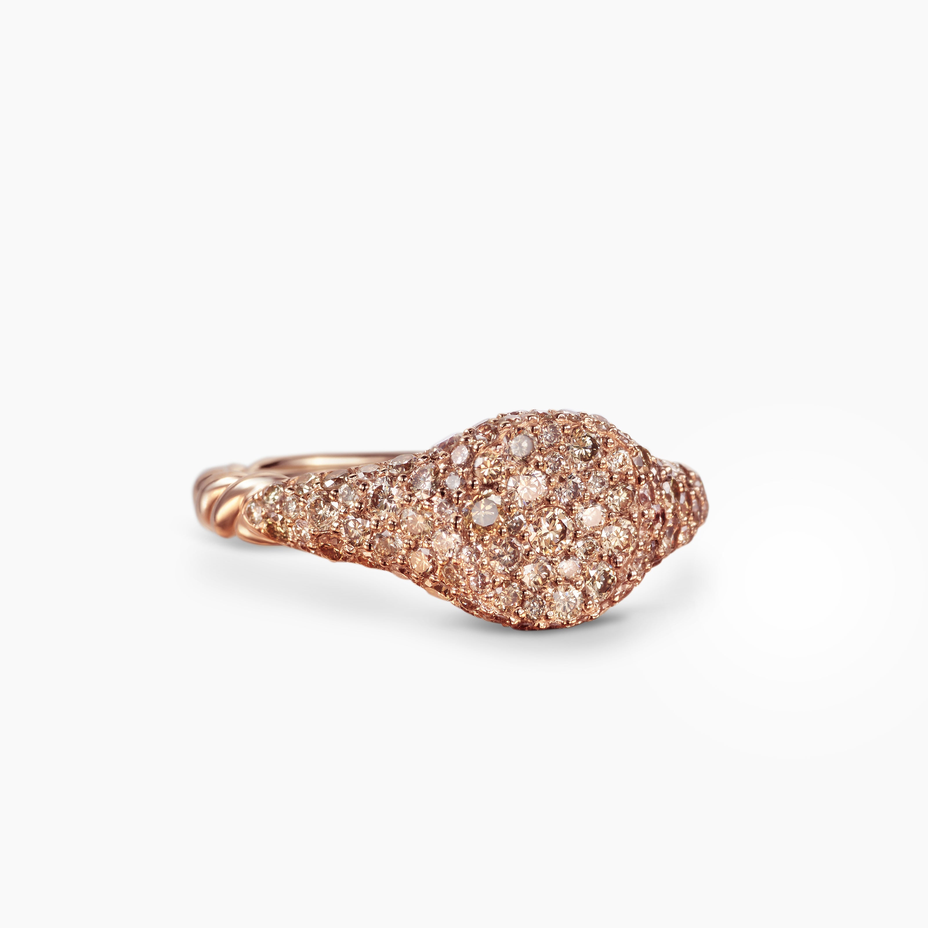Womens Petite Pav&eacute; Pinky Ring in 18K Rose Gold with Diamonds, 7mm