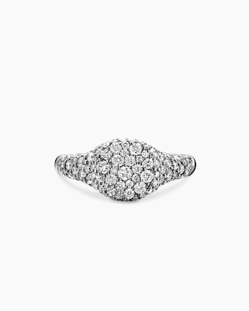 Womens Petite Pavé Pinky Ring in 18K White Gold, 7mm