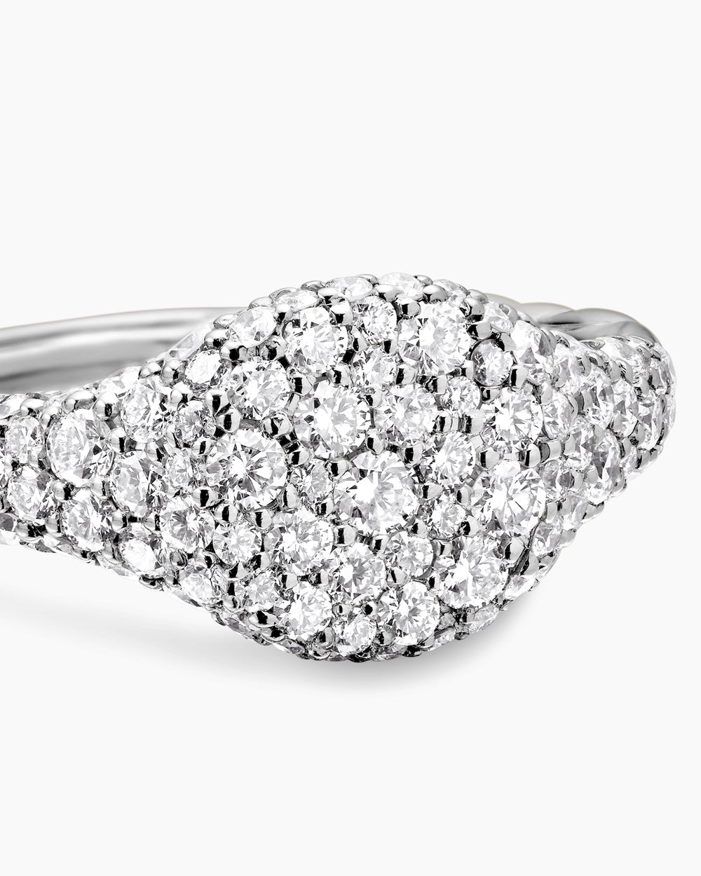 Womens Petite Pavé Pinky Ring in 18K White Gold, 7mm