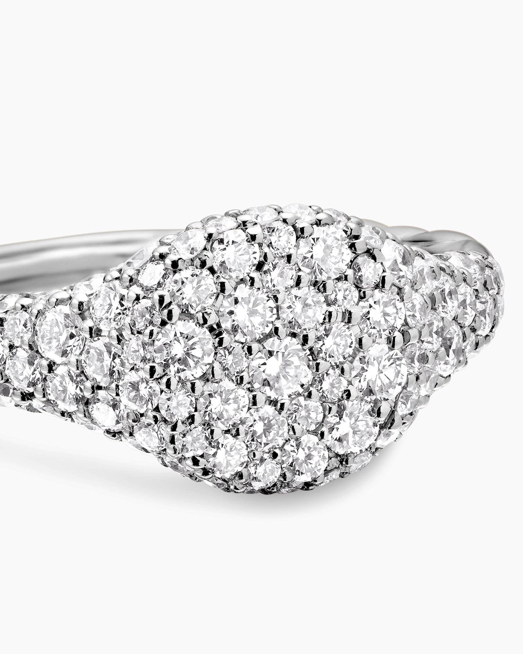 Petite Pavé Pinky Ring in 18K White Gold, 7mm David Yurman UK