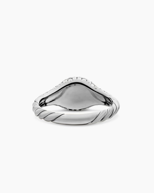 Womens Petite Pavé Pinky Ring in 18K White Gold, 7mm