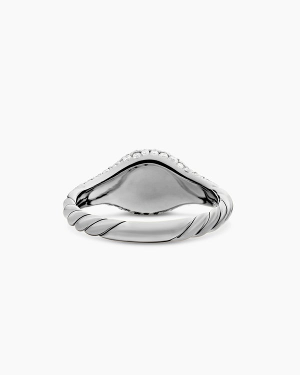 Petite Pavé Pinky Ring in 18K White Gold, 7mm